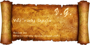 Várady Gyula névjegykártya