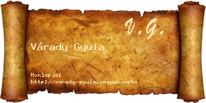 Várady Gyula névjegykártya